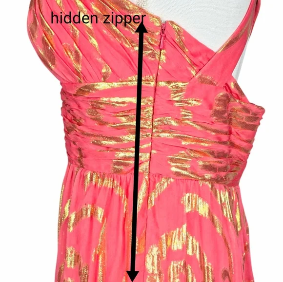 Aiden Mattox Silk Organza Crossback Halter Maxi Dress Gown size 10 - Picture 5 of 15